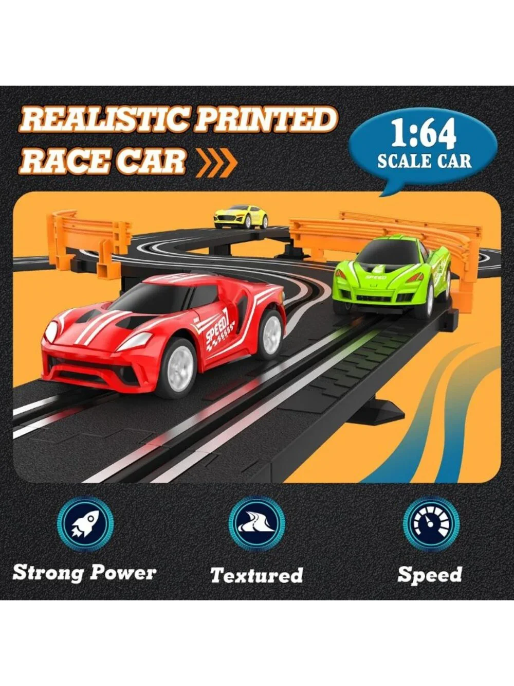 High-Speed Slot Car Race Track Set with 4 Cars, Dual Racing Game for Kids 6-12
